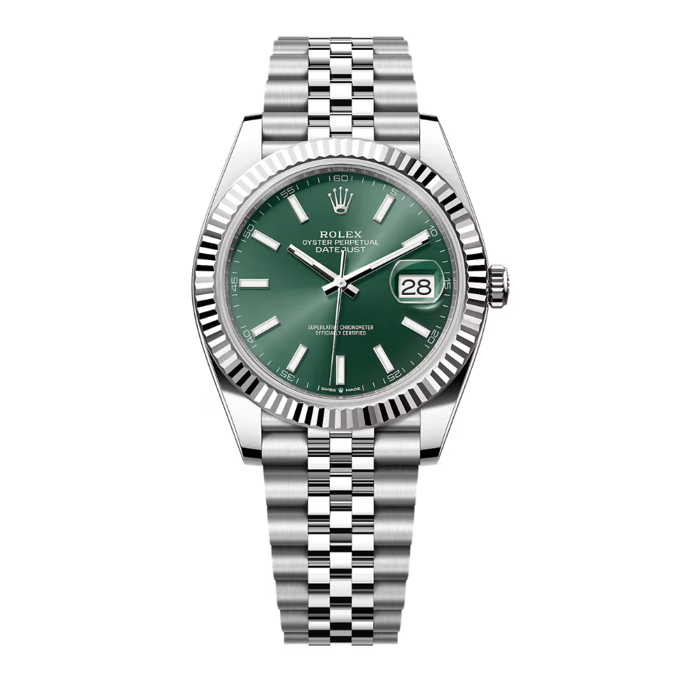 Rolex Datejust 41 Green Dial Jubilee Full Set