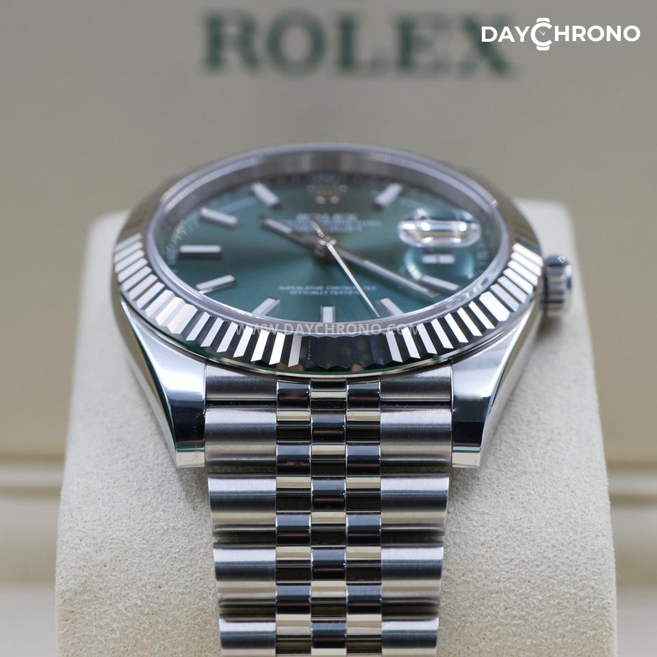 Rolex Datejust 41 Green Dial Jubilee Full Set