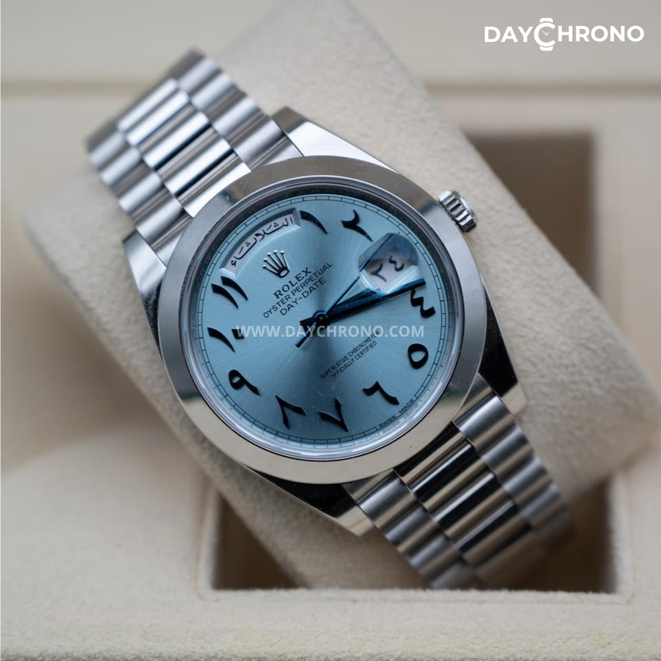 Rolex Day-Date 40 Ice Blue Arabic Numerals Full Set